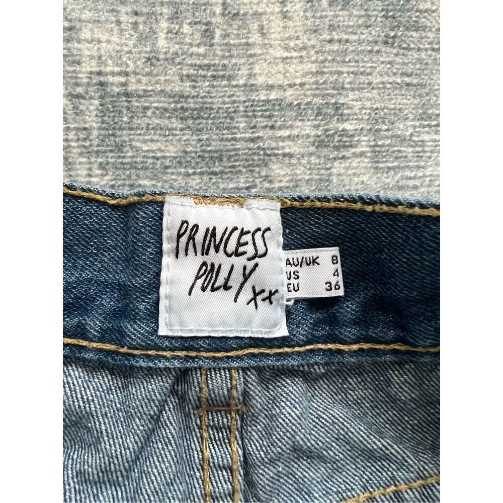 Princess Polly Light Wash High Rise Faded Cropped Straight Leg Mom Jeans Size 4 - Picture 3 of 6